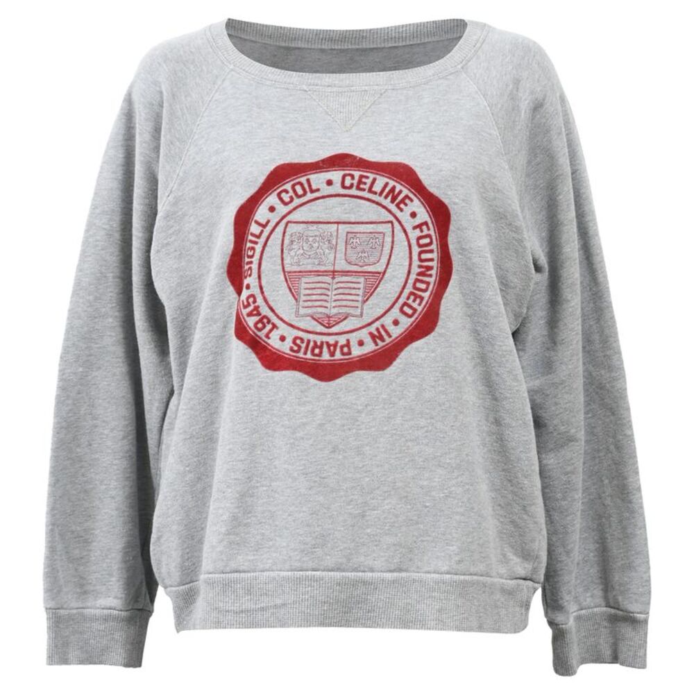 Celine Logo Crewneck Sweatshirt in Grey Cotton